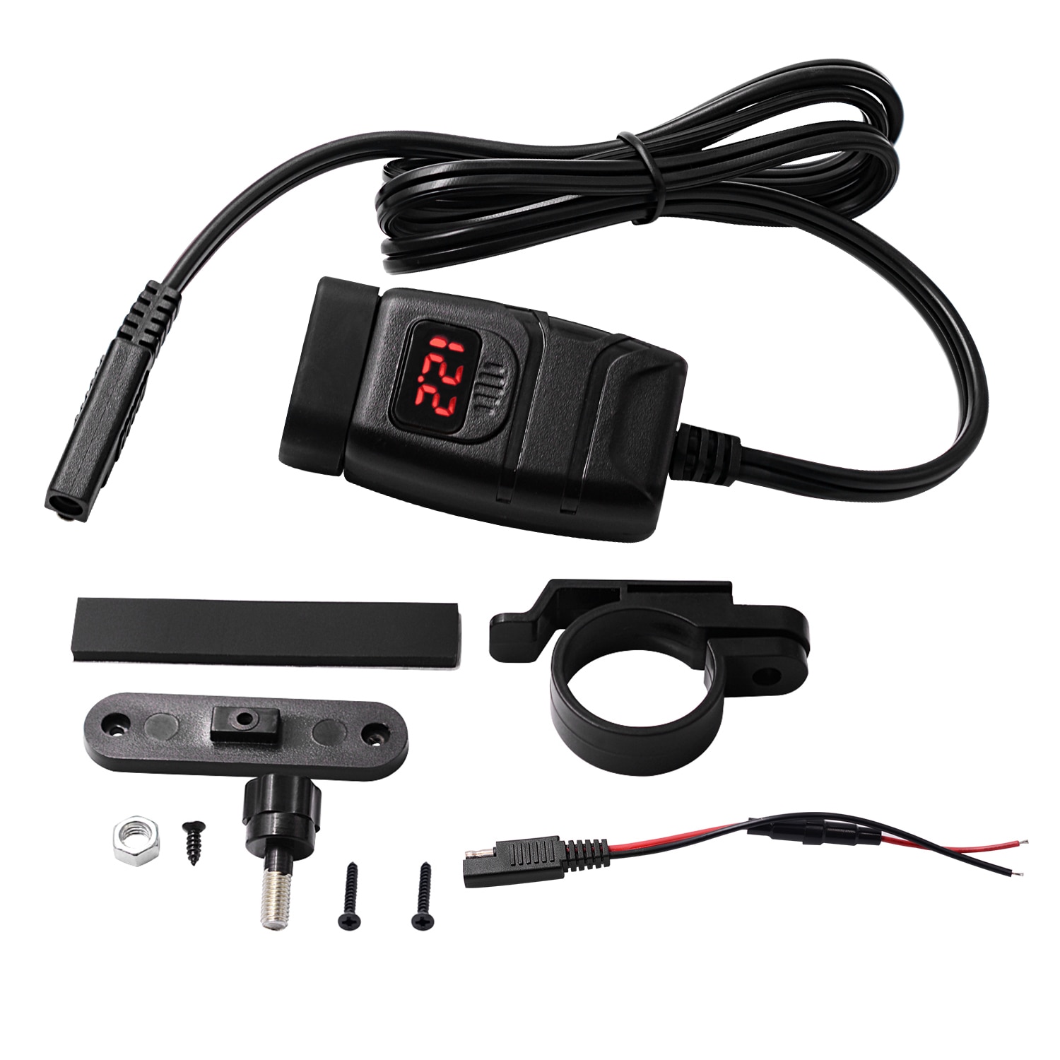 Wasserdicht Motorräder Ladegerät Montiert Dual USB Ladegerät Bausatz mit Voltmeter Schalter QC3.0 Schnelle Ladung SAE zu USB 24W + 24W