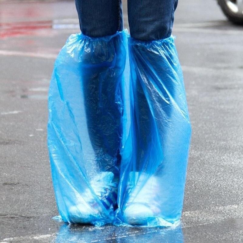 5 Pair Long Disposable Shoe Covers Surchaussure Jetable Waterproof Shoe Covers Rainproof High Shoe Covers Disposable Shoe Covers