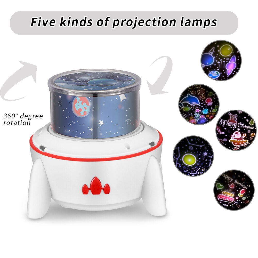 Led Kleurrijke Raket Roterende Projector Lamp Met Luidspreker Afstandsbediening Projector Sterrenhemel Oceaan Projector Nachtlampje