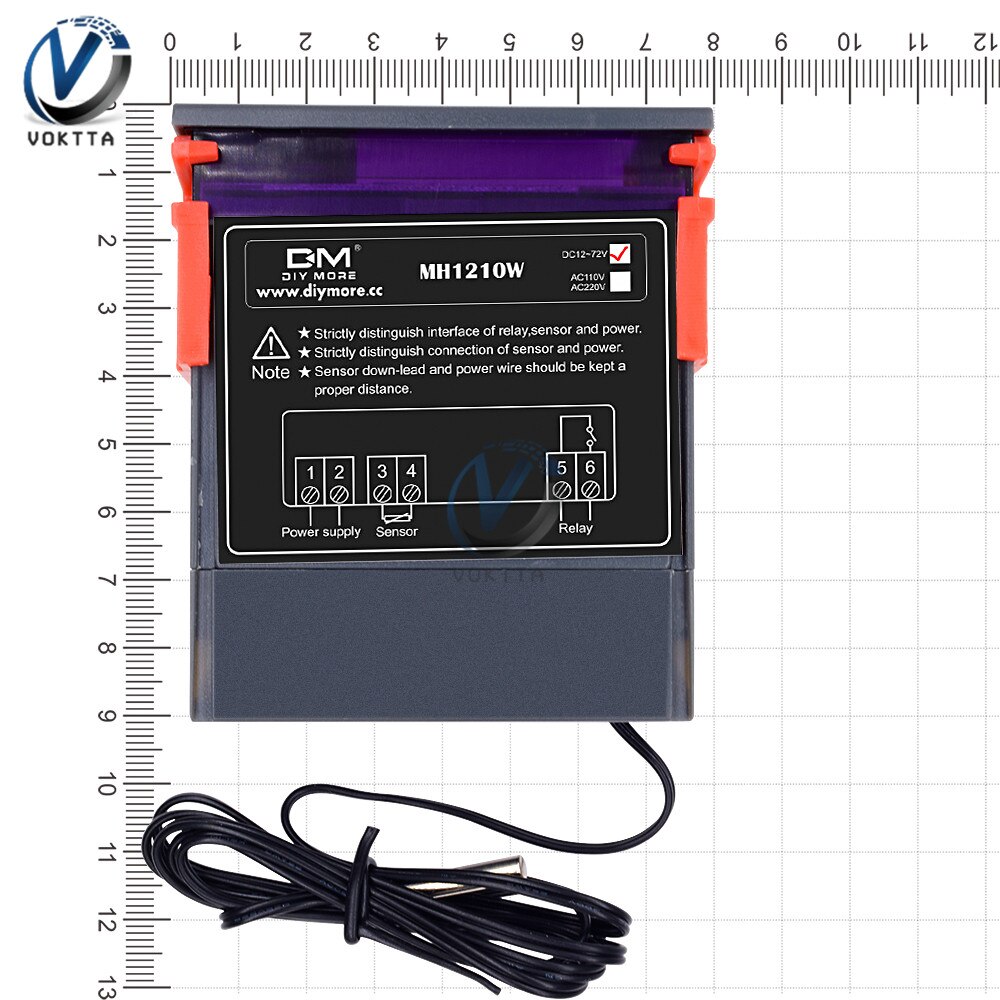 Mh1210w dc 9-72v ac90-250v digital temperaturregulator inkubator termostat regulator kontrol  -50 ~ 110 graders sensor pyrometer