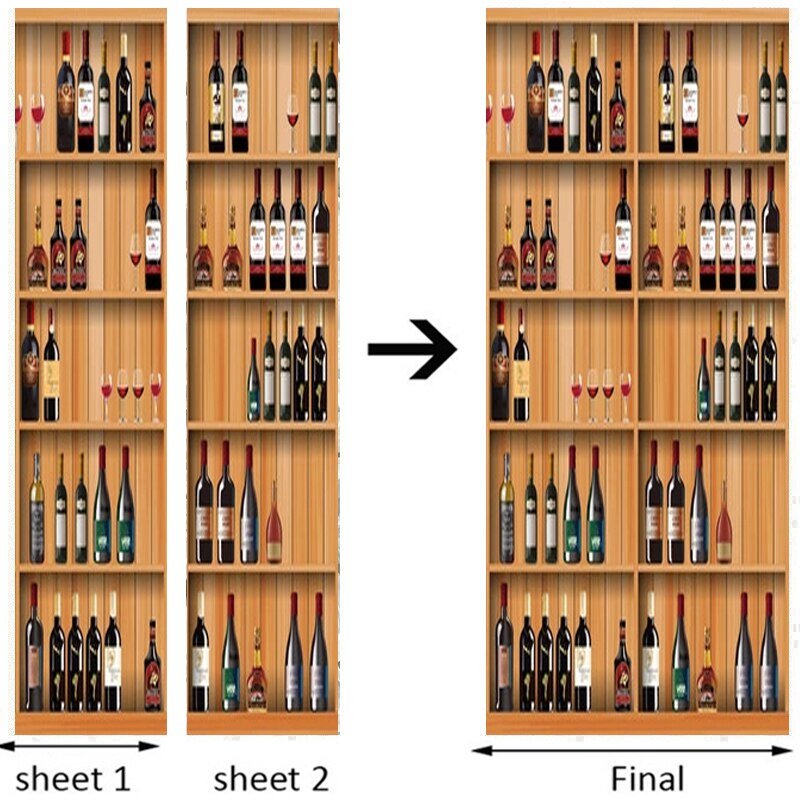 3d dør klistermærke moderne rødvinsskab tapet restaurant stue selvklæbende vandtæt klistermærke dør plakat