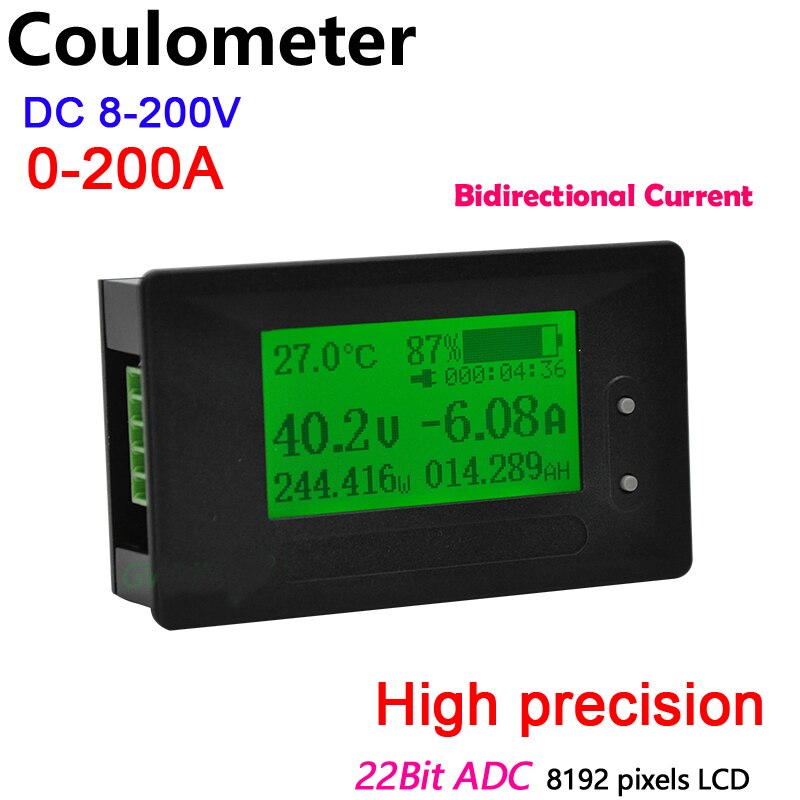 DC METER 200A Li-Ion Lifepo4 Lithium Batterij Monitor Capaciteit Indicator Spanning Stroom 12V 24V 36V 48V 60V 72V 3S 4S 7S 10S