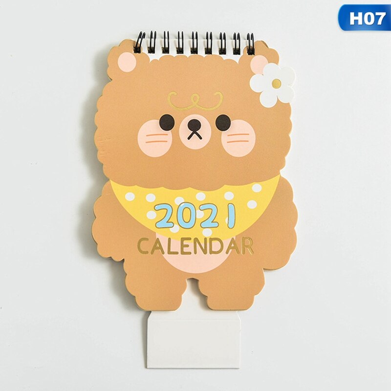 2021 tegneserie dyr enhjørning desktop kalender dobbelt tidsplan planlægning årlig kawaii dagsorden tabel kalender kontorartikler: H07