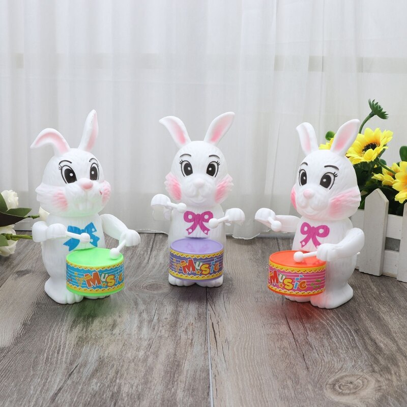 Jouet à tambour en forme de lapin, horloge à remonter, jouet éducatif, pour enfant, R66D