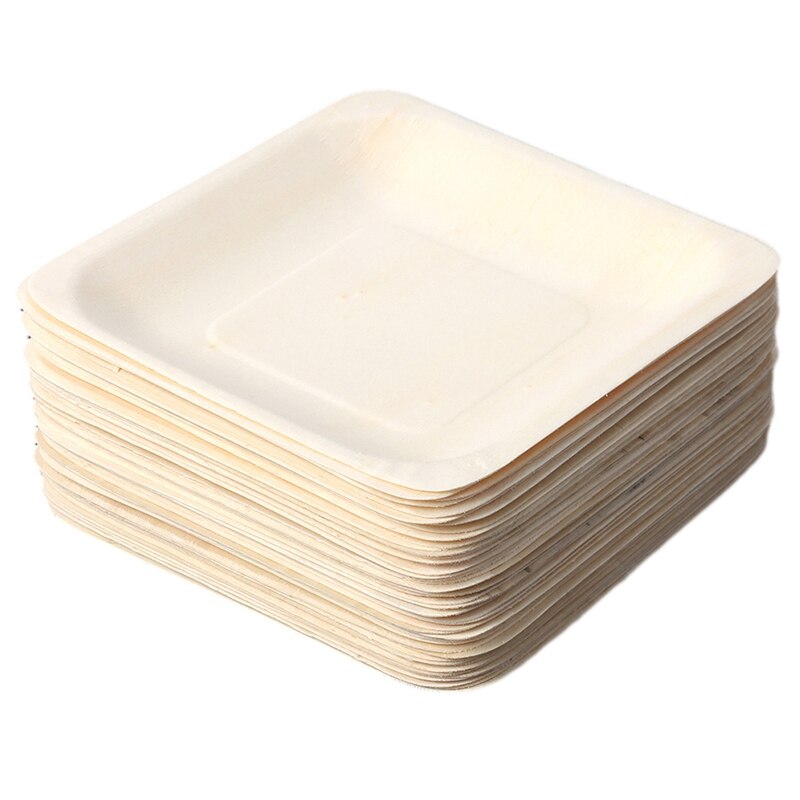 100 stuks wegwerp vierkante houten borden draagbaar servies voor verjaardagsfeestjes bruiloften restaurant picknick barbecue 140 x 140mm