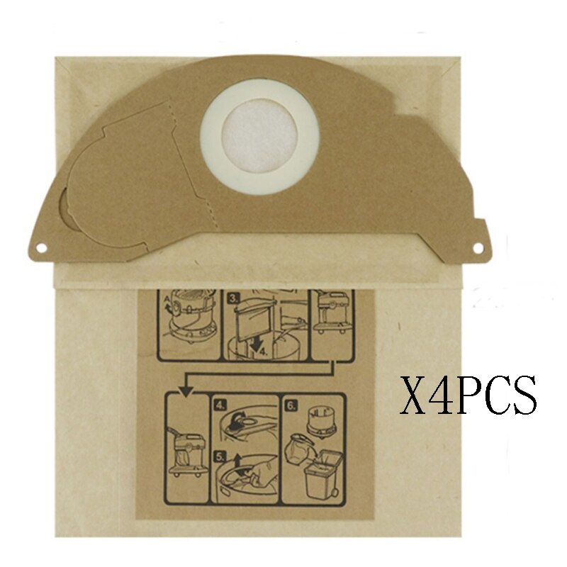 Para KARCHER A2000 A2004 A2014 A2024 A2054 A2064 A2074 S2500 WD2200 WD2210 WD2240 de filtro de polvo de papel de espaã a: 4PCS