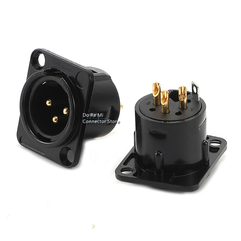 5pcs/lot 3 Pin XLR Male Plug Panel Mount XLR Chassis Microphone MIC Cable Terminal XLR Wire Connector Black/Silver: 5pcs Male black