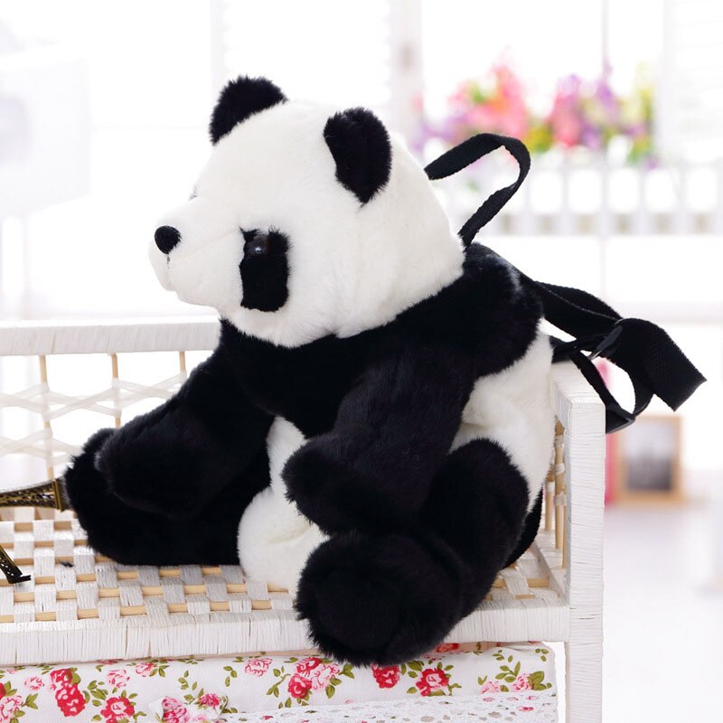 35x22cm Cartoon Panda Backpack Shoulder Bag Animal Plush Doll for Boy Girl -B5