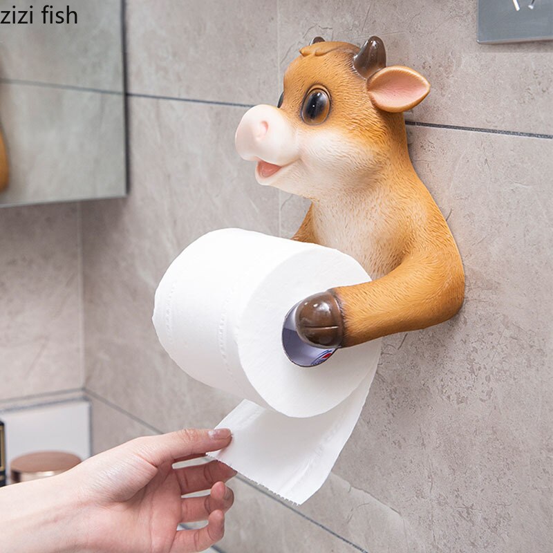 Leuke Vee Tissue Houder Wc Wall-Mounted Papierrolhouder Koeien Decoratieve Papieren Handdoek Houder Punch-Gratis Badkamer accessoire
