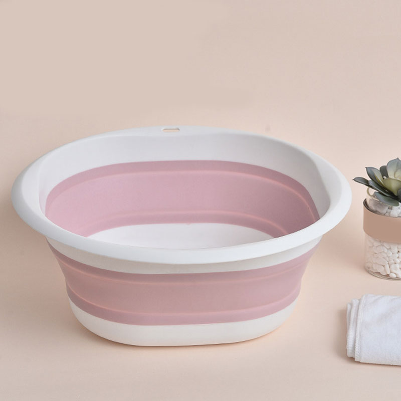 Plastic Folding Basins Portable Wash Basins Folding Laundry Tub Bathroom Kitchen Accessories Travel Folding Wash Basin U: Pink  S