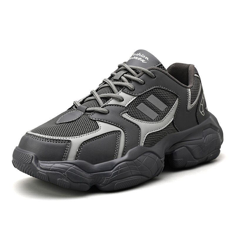 Explosion Men Sneakers Flats Platform Lace-Up Casual Breathable Male Trainers Outdoor Jogging Shoes Zapatillas Hombre: Black / 8.5