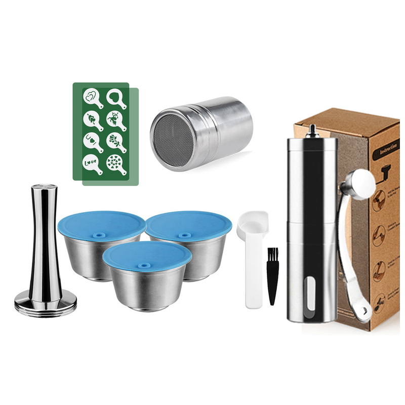 Refillable For Dolce Gusto Capsule Silicone Sleeve Stainless Steel Metal Dolci Gusto Coffee Maker Coffee Scoop Tamper i Cafilas: Silver