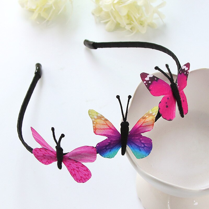 Banda de pelo para niños de mariposa , de princesa Hada, diadema, 1 pieza, accesorios para el cabello para fiestas de niñas, coloridos niños hechos a mano