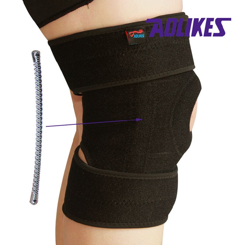 Aolikes 1 stk justerbar sportstrening elastisk knestøtteskinne knepute justerbar patella knebeskyttere hull knebeskyttelse