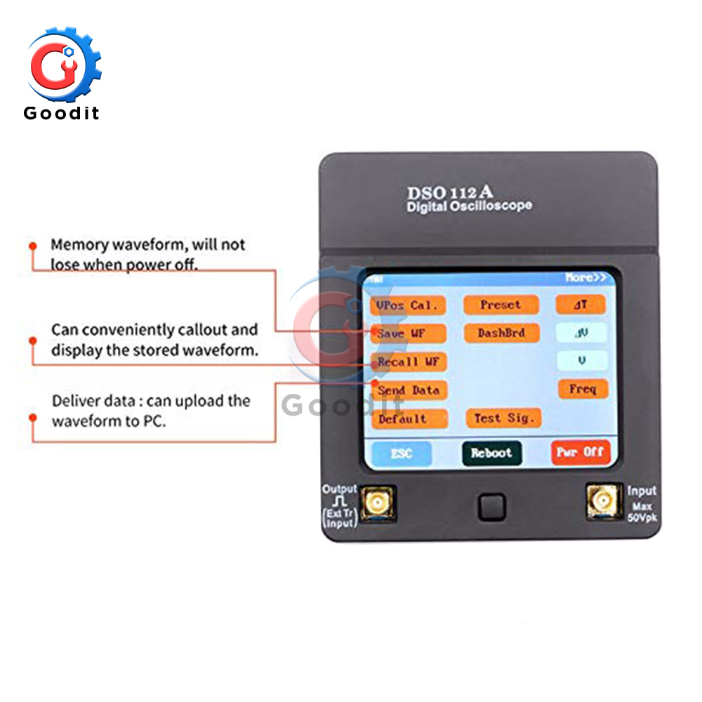 Tragbare DSO 112A TFT Mini Digital Oszilloskop berühren Kontaktieren Bildschirm Tragbare USB Oszilloskop Schnittstelle 2MHz 5Msps