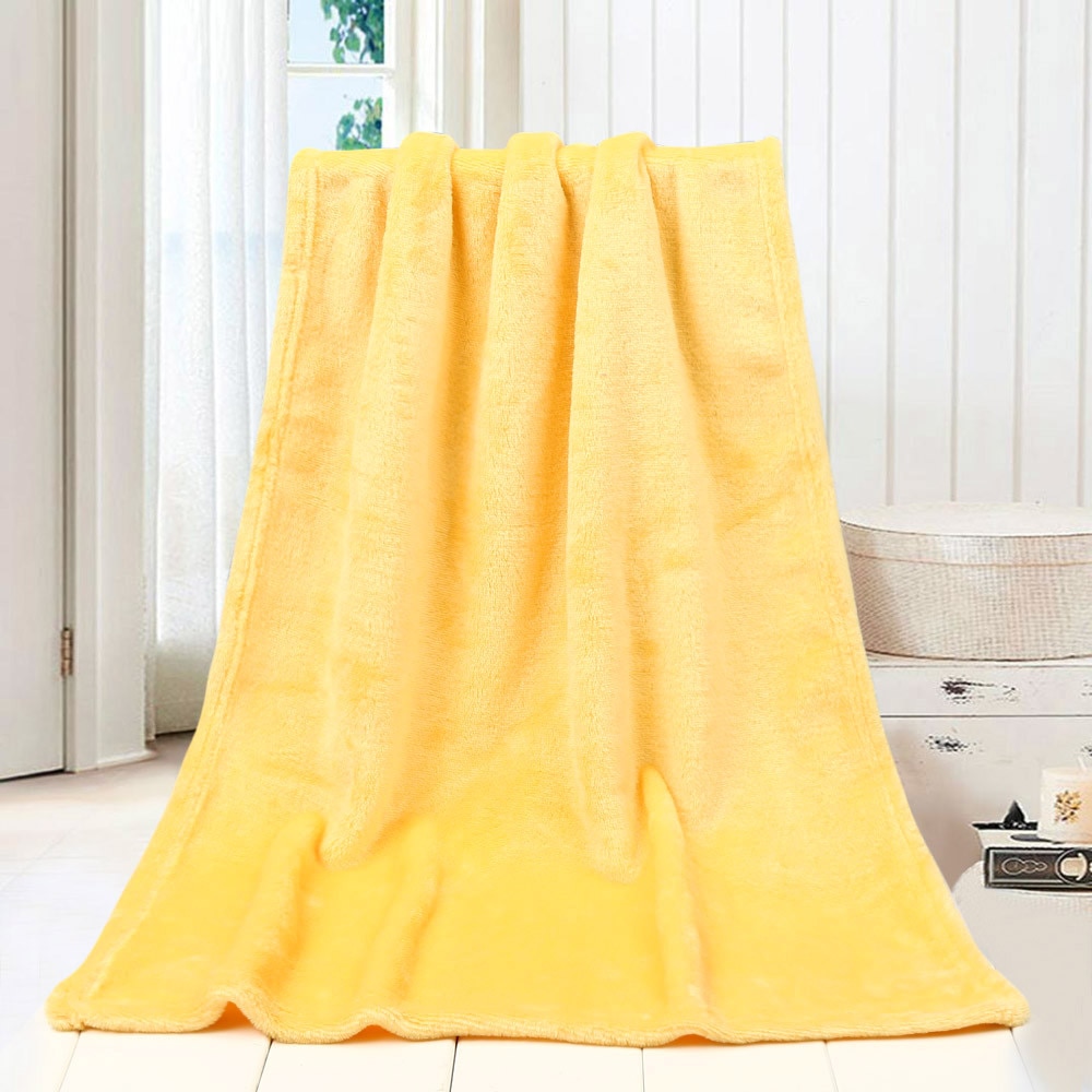 45*65CM Solid Soft Throw Kids Blanket Warm Coral Plaid Blankets Flannel Nordic Sofa Bed Living Room Blanket Decorative: Yellow