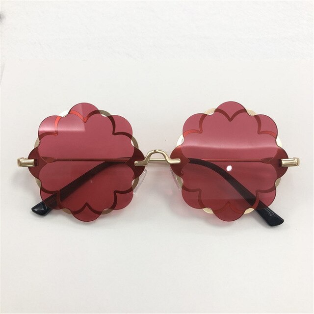 1ps Glasses Flower Goggles Cute Style Party Eyewear Children Outdoor Sun Cute Frame Party Kids Sunglasses Rimless: Red