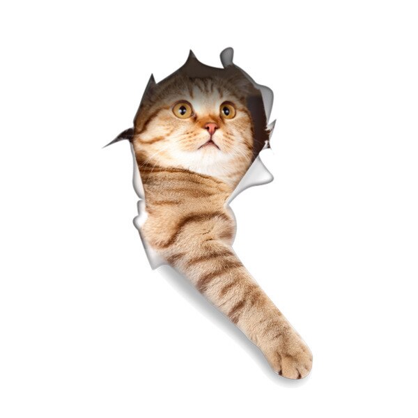 3D Creatieve Kat Hond Gebroken Muur Cartoon Sticker Zelfklevende Waterdicht Decoratie Wc Notebook Sticker: 09
