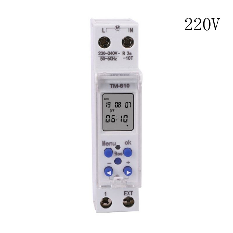 TM610 220V/110V Timer Switch Single Module DIN Rail 7 Days 24 Hrs Programmable