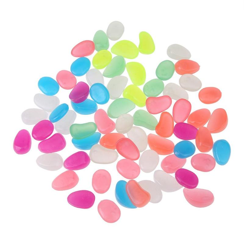 100pcs Garden Aquariums Fish Tank Crafts Decor Luminous Stones Pebbles Garden Yard Decor Luminous stones