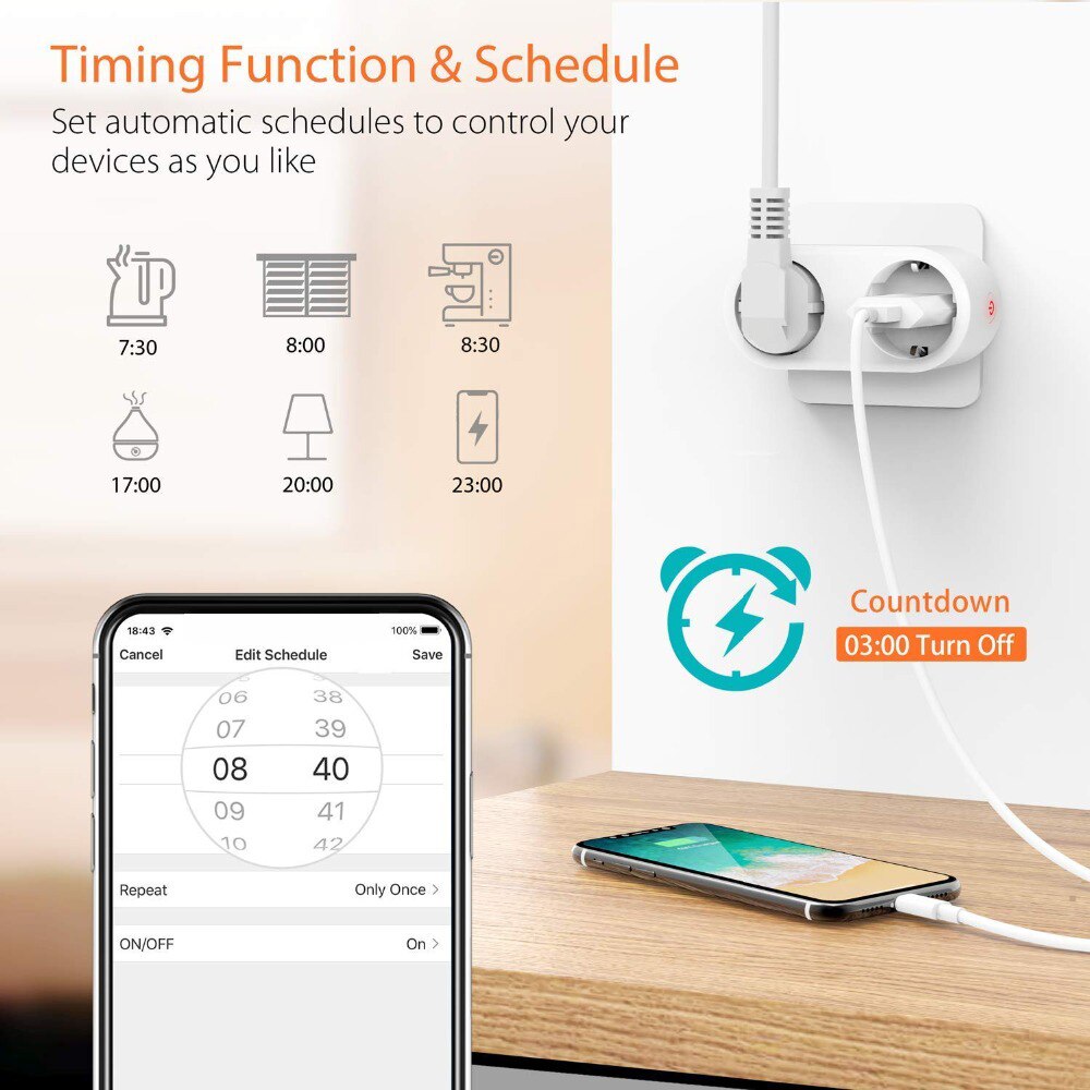 2 In 1 Professionele Extenders Socket Dual Smart Wifi Plug Werkt Met Alexa Google En Slimme Leven App Door Voice & Afstandsbediening