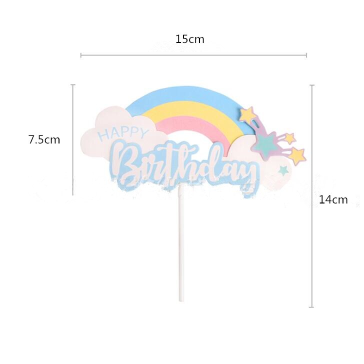 Cake Topper Rainbow Cake Flag Happy Birthday Cake Topper Dessert Decoration for Birthday Party Lovely
