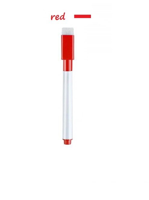 Magnetische Whiteboard Marker Pen White Board Droog Vegen Fijne Penpunt Pen Met Gum Rubber Magnetische Markers Borstel Koelkast Magneten: Red inks