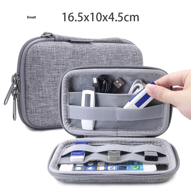 Hard shell bag Grey Travel Carrying Protective Case for USD Disk Key electronic device cable USB External Hard Disk Drive HDD