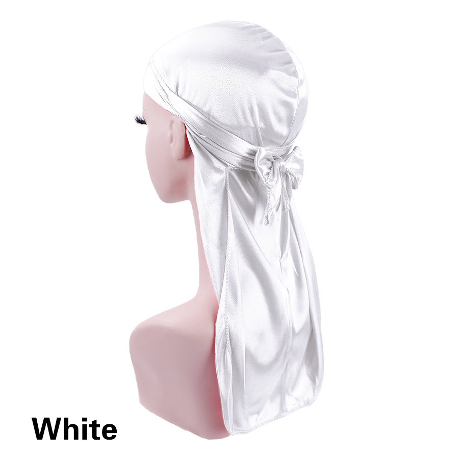 long Silk Durag Turban Hat Wigs Pirate Hat Long Tail Straps Bandanas Pirate Hat Stain Durags Headwear Headband Hair Accessories: Clear