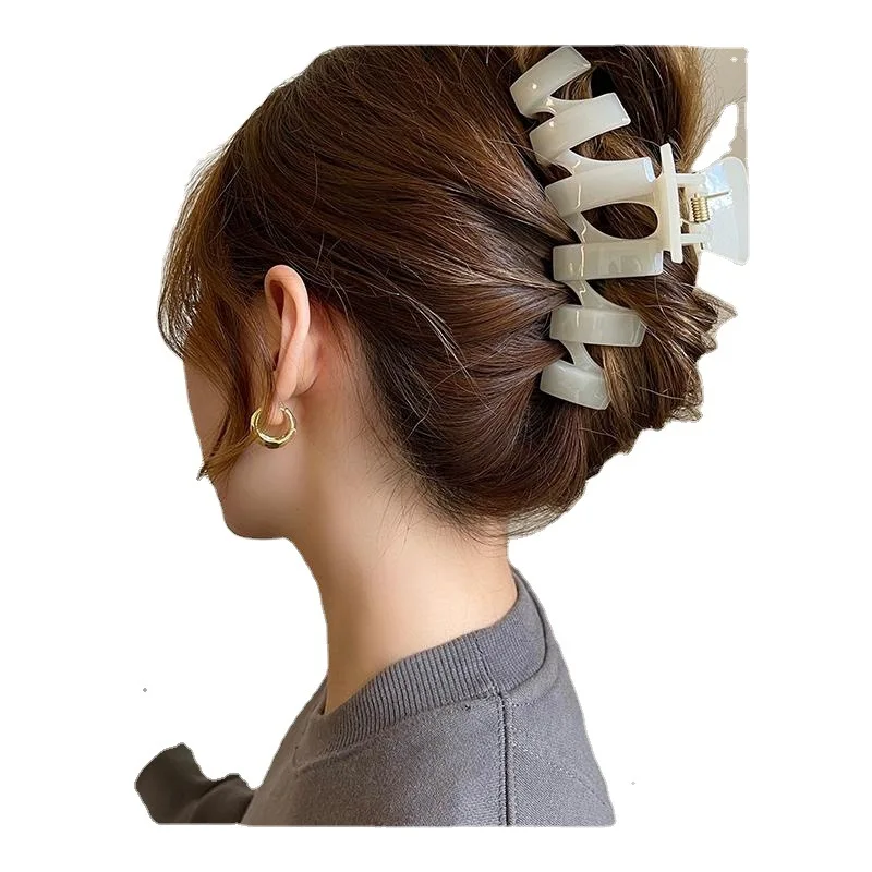 butikk, overdimensjonerte akrylhårklo krabbehårspenner i massiv plast til kvinner, butikk haihårspenner, hårtilbehør til jenter