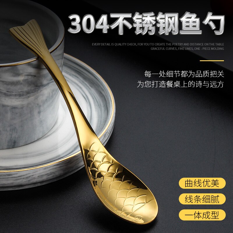 304 rostfria sked mini dessert kaffe honung matlagningsskedar små koreanska barn guld soppskedar set kökstillbehör