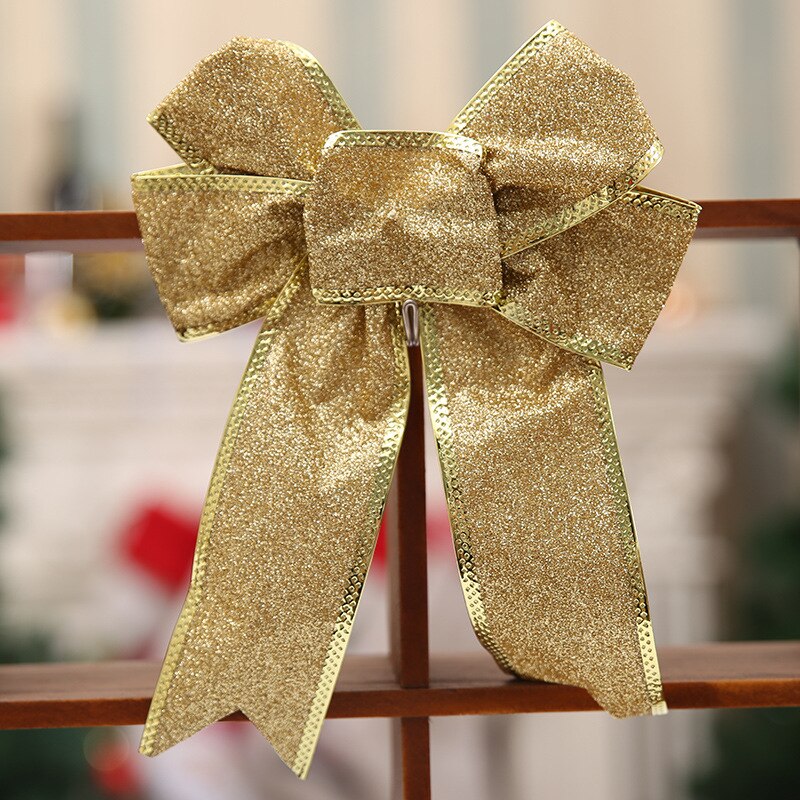 Navidad bowknot enfeites de natal decoracion hogar træ jul håndlavet juletræspynt emballage tilbehør 25cm