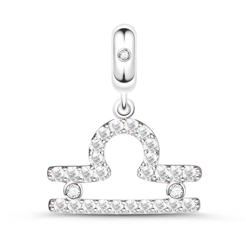 Klassieke Sprankelende Ram, Tweelingen, Steenbok, Pissen Zodiac Charm Kralen Fit Originele Europese Zilveren 925 Armband DIY Sieraden: Pure White