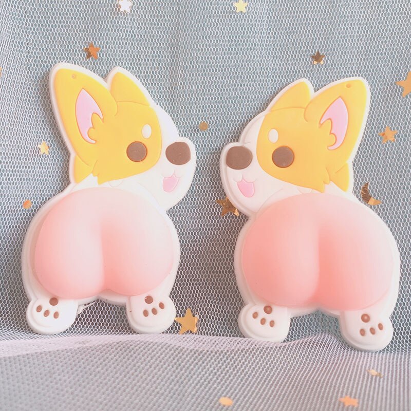 2 pz pesca culo cartone animato cane maiale anatra Squishy spremere Fidget giocattolo decompressione decorazioni fai da te auto paraurti adesivo porta giocattoli antistress