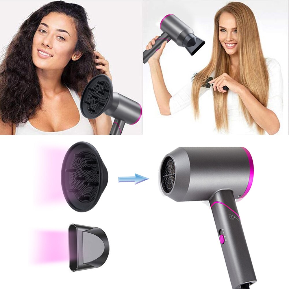 Hair Dryer 2000W Portable Handle Seamless Folding Household Hair Dryer Strong Wind Air Cold Air Diffuser Fast Dry