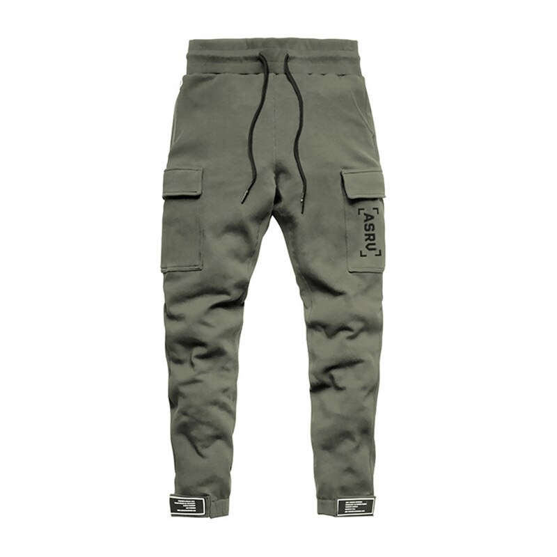 Stil overalls herre ensfarvet multipocket mærke herre sports fritidsbukser slim fit herrebukser med små fødder