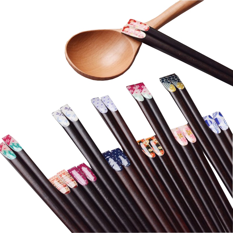 Vacclo 1 Pair Wood Sharp Chopsticks Nail Household Beautiful Sakura Rice Tableware Kitchen Restaurant Hotel Accessories