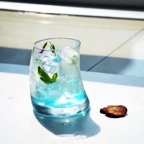 Home Juice Cold Drink Curved Inclined Cup Smoothie Milkshake Cup Cocktail Glass Crystal Glass Wine Cup Mixed: 360ML