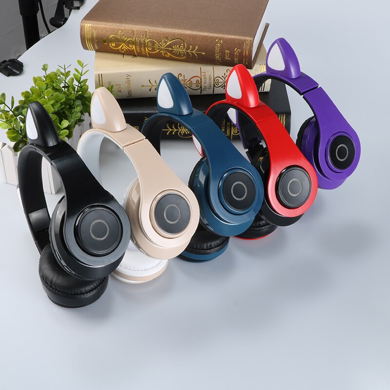 Wireless headphones children MP3 player with LED colorful breathing lights cat ears with microphone Bluetooth headset