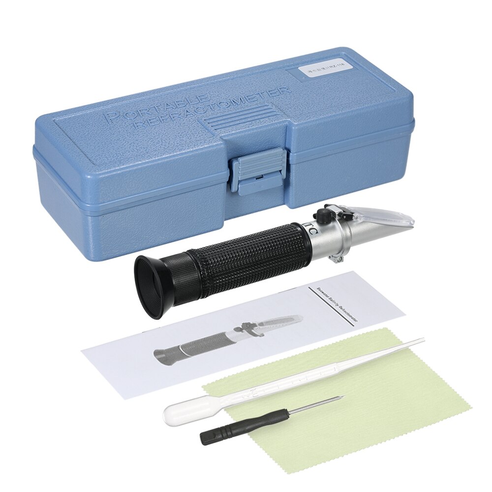 Portable Handheld ATC Salinometer Seawater Salinity Refractometer with 0-100% Measuring Range 1.00-1.07 Specific Gravity