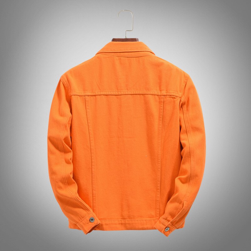 Veste classique en jean pour homme, couleur unie, Slim, Orange, violet, confortable, simple, manteau de