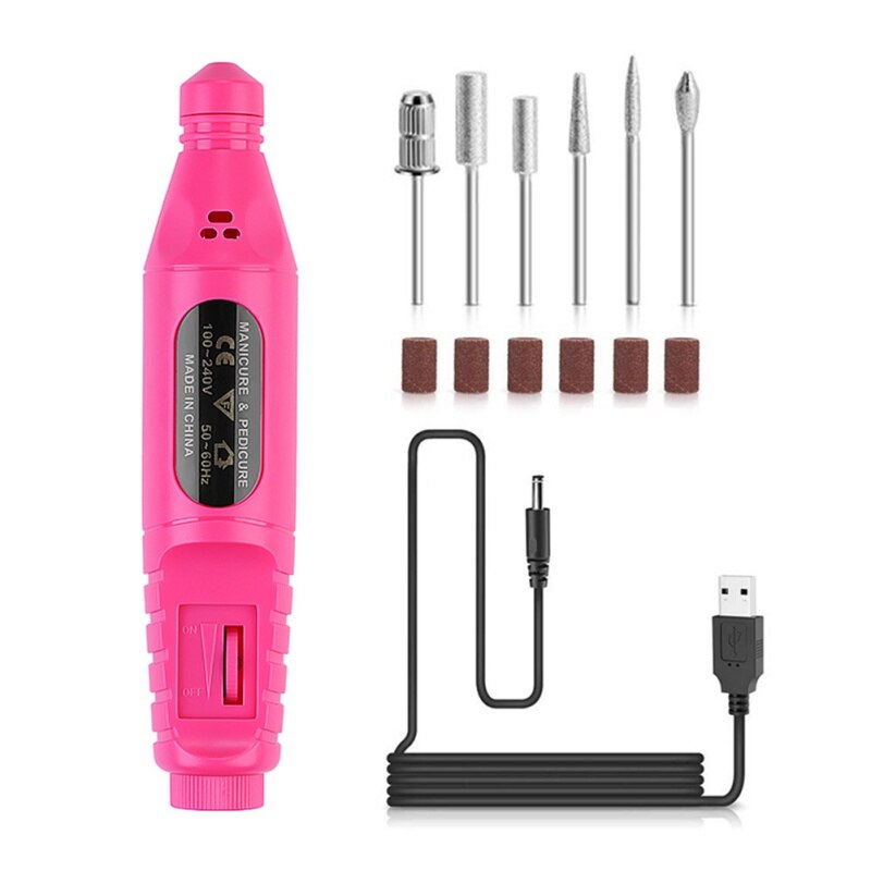 Electric Nail Drill Acrylic Nail Tools Portable Nail Drill File Kit Pen Shape Finger Toe Nail Care: ROSE
