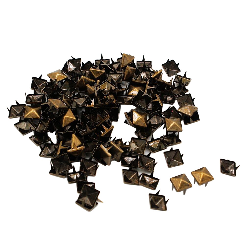 Ensemble de pointes de clou en métal | Pyramide carrée à rivets pour vêtements, sacs à dos à ceinture, chapeau jean décor de veste-10mm 100