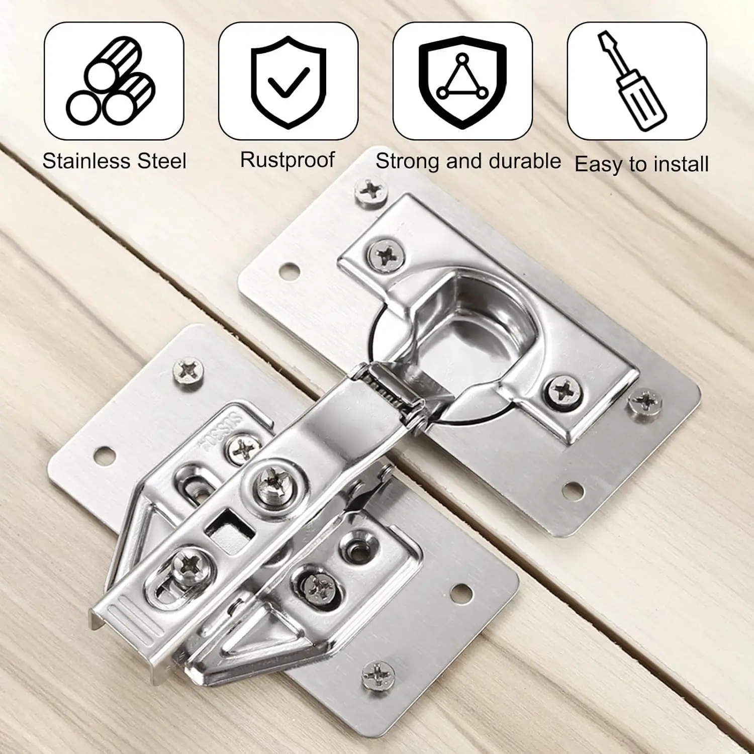 Roestvrijstalen scharnierbevestigingsplaten Kit Keukenkast Kastdeur Scharnier Montage Reparatieplaat Meubelbeslag Accessoires