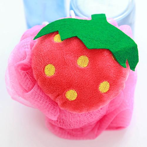 nueva forma de fruta suave baño Puff ducha esponja cuerpo espuma burbuja bola cuerpo Scrub productos de baño: STRAWBERRY