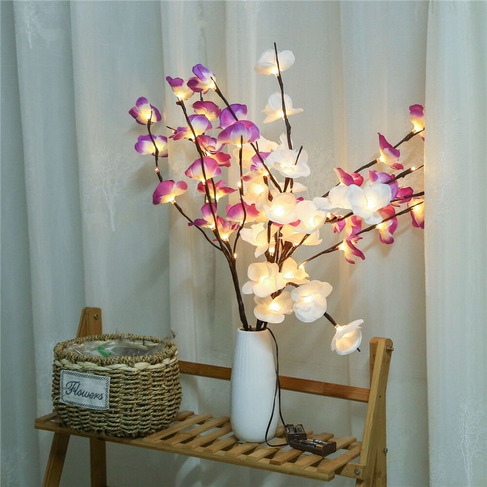 73cm 20 leds diy orkidé gren ljus vas vide kvist blomma gren lampor till jul vardagsrum fe dekorativa