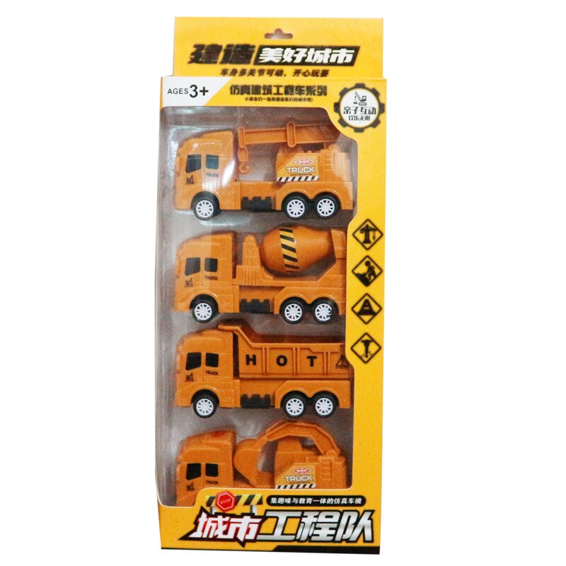 Inertial Pull Back Car Multifunctional Engineering Vehicle Excavator Crane Dump Truck Boy Toy Birthday Party