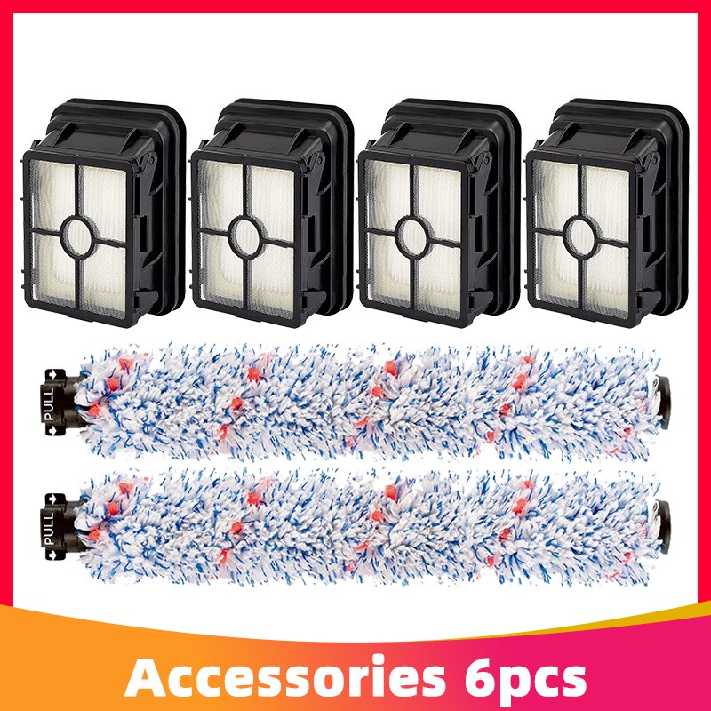 Filtre Hepa et rouleau brosse pour sol, tapis pour aspirateur,adaptés aux modèles Bissell Crosswave 1785 1866 1868 2303 2305 2306, et pour éliminer les poils d'animaux de compagnie,: Set 4