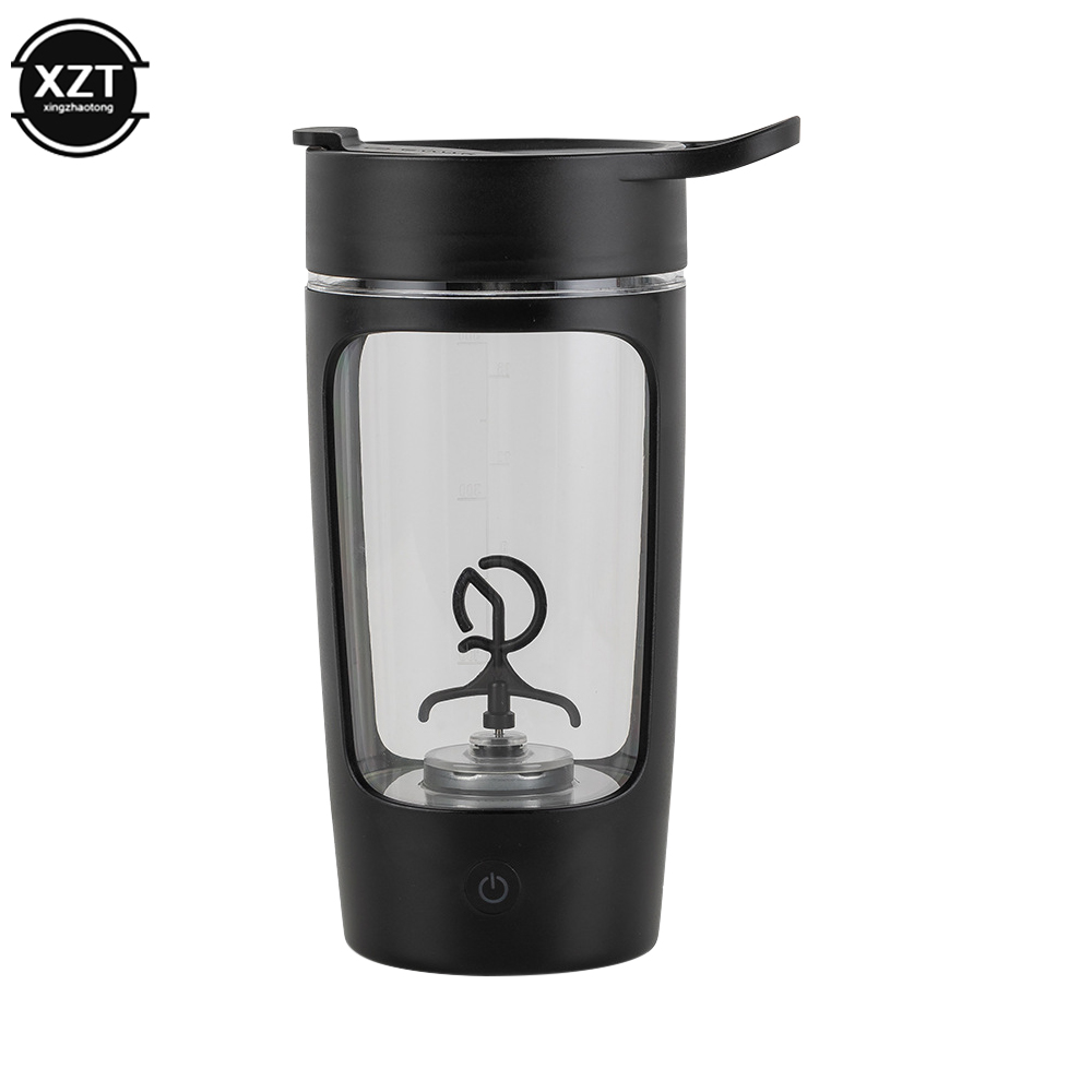 Botella coctelera de proteínas eléctrica USB de 650ml, taza de licuadora recargable portátil, tazas mezcladas multiusos de 650ml para entrenamiento físico: Negro