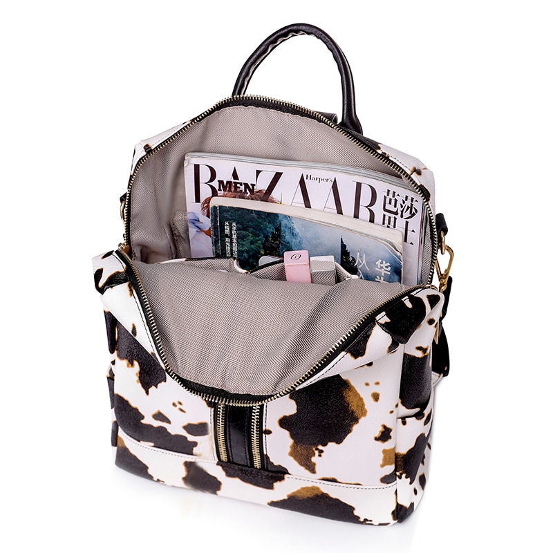 DIDA BEAR-Mochila de cuero para mujer, morral escolar grande, de viaje, Color caramelo con monedero